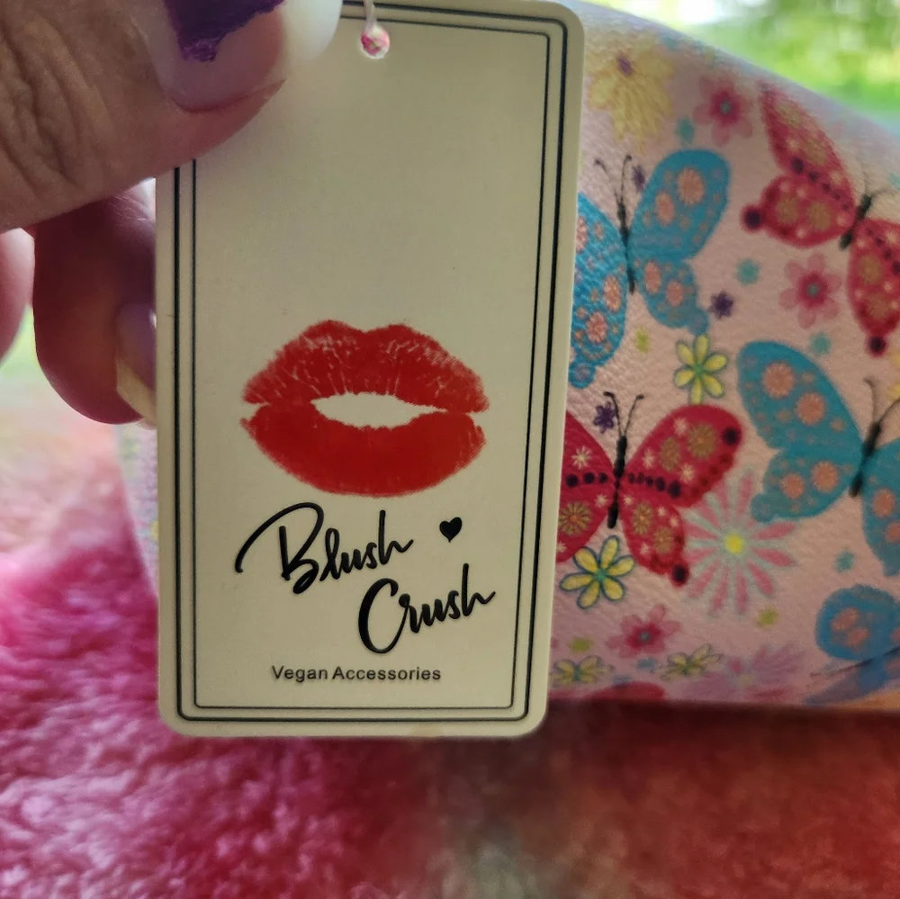 Blush Crush cosmetic makeup bag butterflies flowers NWT